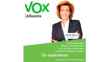 Rosario Velasco, candidata de Vox a la Junta de CLM por Albacete, ofrecerá una charla en Caudete el próximo 18 de mayo