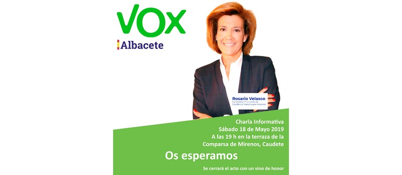 Lee más sobre el artículo Rosario Velasco, candidata de Vox a la Junta de CLM por Albacete, ofrecerá una charla en Caudete el próximo 18 de mayo