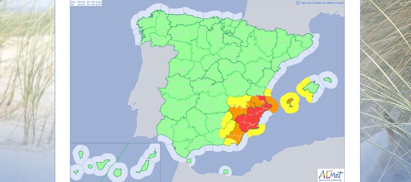 En este momento estás viendo Avisos Rojos y Naranjas en el Levante por el reforzamiento de la ‘gota fría’