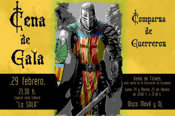 En este momento estás viendo El 29 de febrero se celebrará la Cena de Gala de la Comparsa de Guerreros