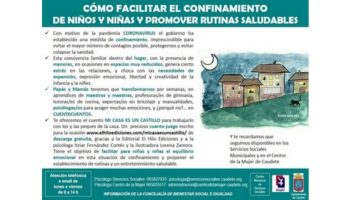 La Concejalía de Bienestar Social e Igualdad de Caudete ofrece consejos para facilitar el confinamiento de los niños