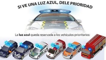 Las luces de los vehículos de policía y emergencias serán azules, y se sustituye el triángulo de emergencia por la señal V16