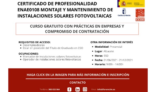 Lee más sobre el artículo Curso gratuito de montaje y mantenimiento de instalaciones fotovoltaicas con compromiso de contratación