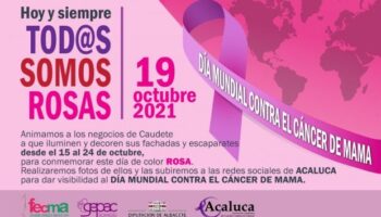 ACALUCA anima a los negocios de Caudete a iluminar y decorar sus escaparates de color rosa para conmemorar el Día Mundial Contra el Cáncer de Mama