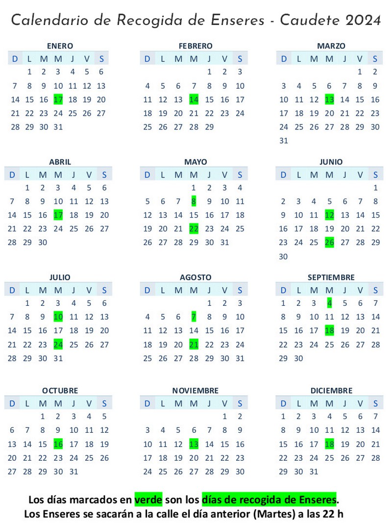 calendario recogida enseres caudete digital