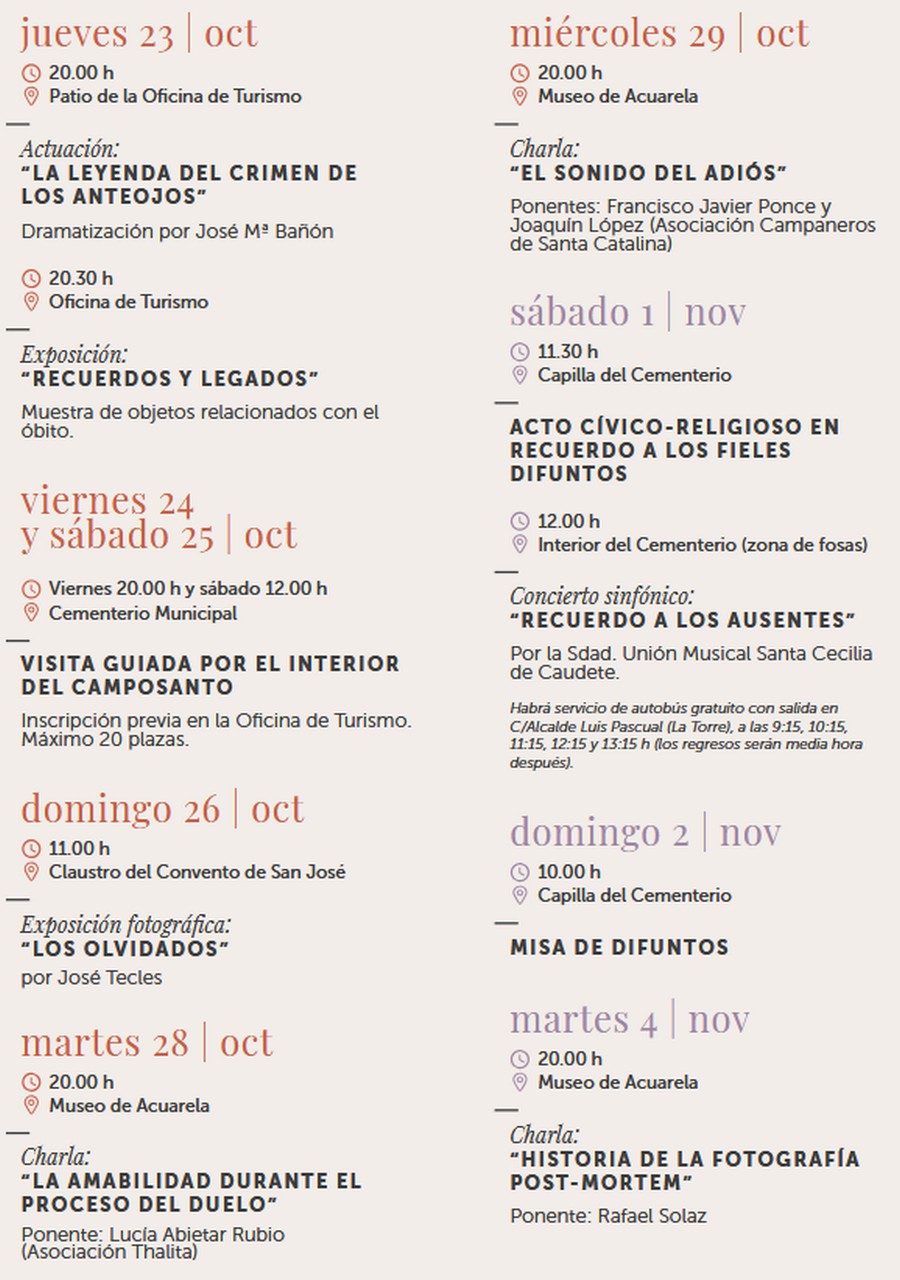 horarios muerte 2025 caudete dgital