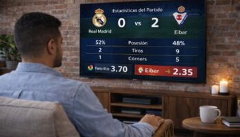 Un hombre mira la televisión donde el favorito va perdiendo en las estadísticas